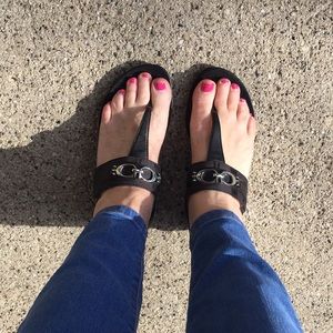 Coach Black Sandals with Silver Accents